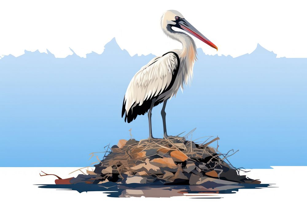 Pelican animal stork bird. AI generated Image by rawpixel.