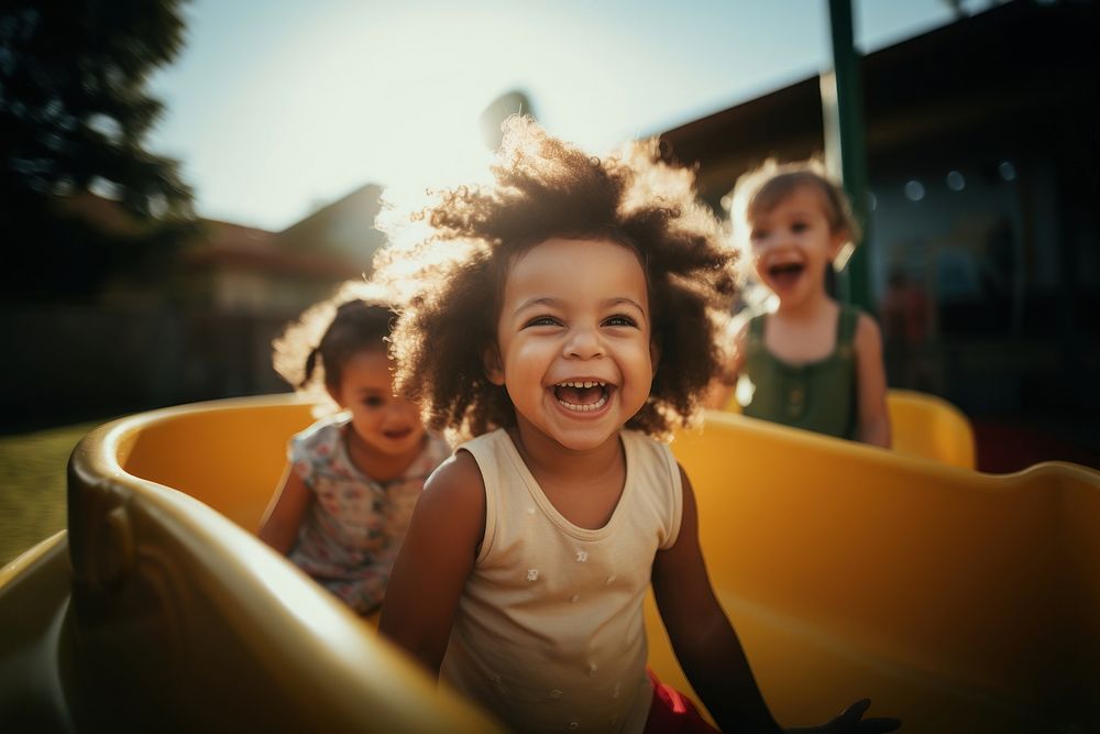 Playground laughing toddler child. 