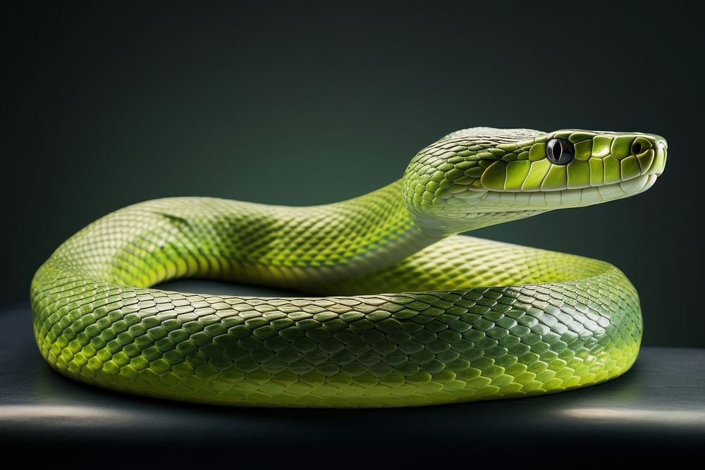 Reptile animal snake green. AI generated Image by rawpixel.