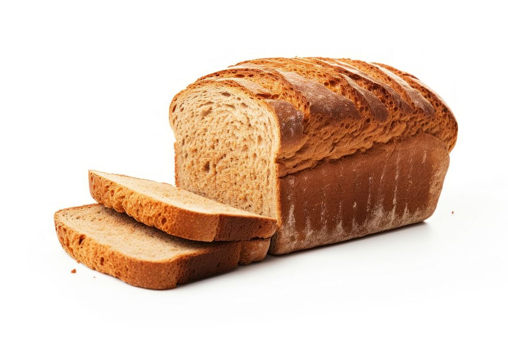 Whole wheat bread food white background sourdough. AI generated Image by rawpixel.
