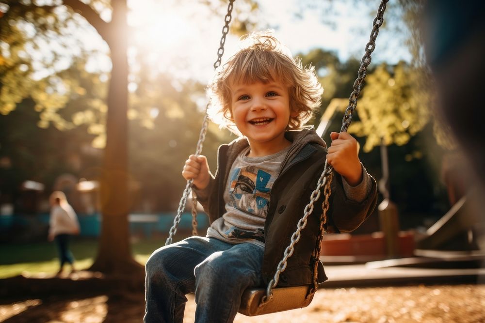 Playground outdoors portrait sitting. 