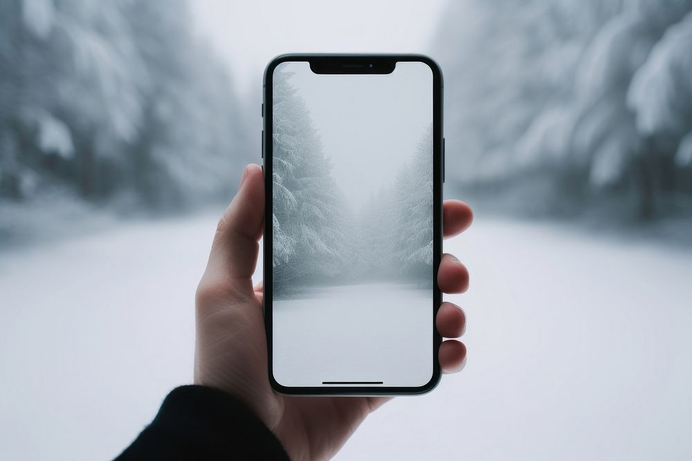 Holding winter white phone. AI generated Image by rawpixel.