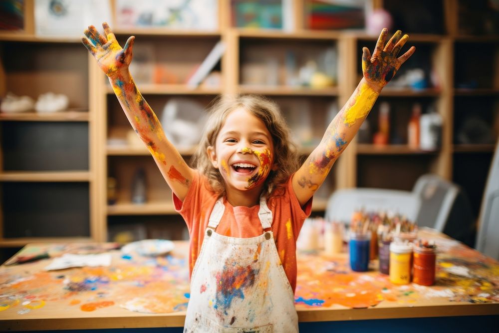 Child paint happy girl. AI generated Image by rawpixel.