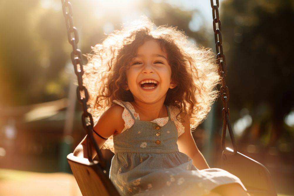 Playground laughing outdoors portrait. AI generated Image by rawpixel.
