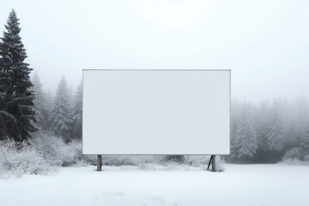 White billboard winter advertisement tranquility. AI generated Image by rawpixel.