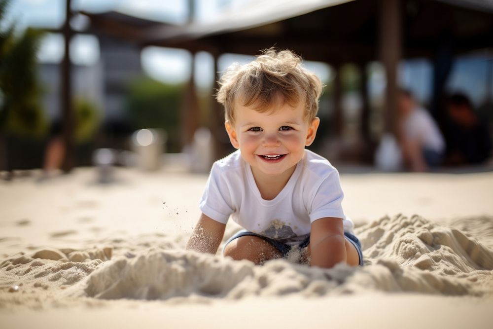 Sand portrait outdoors sitting. 