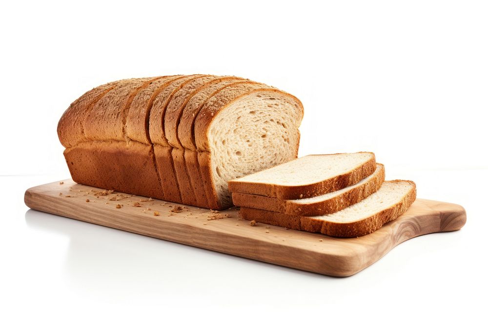 Sliced whole wheat bread food white background sourdough. AI generated Image by rawpixel.