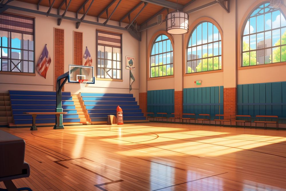 Basketball sports gym school gymnasium. AI generated Image by rawpixel.