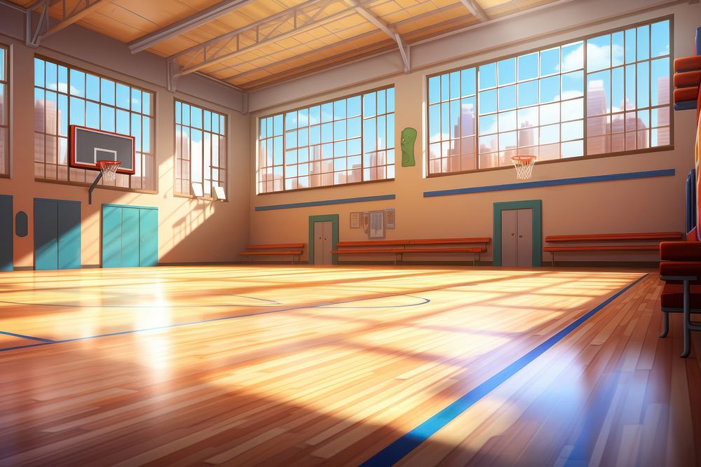Basketball flooring sports wood. AI generated Image by rawpixel.