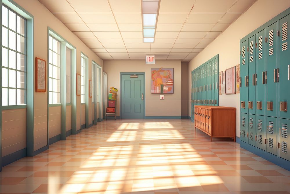 School architecture building hallway. AI generated Image by rawpixel.
