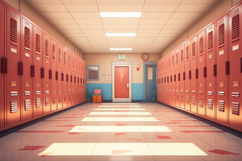 Locker hallway school floor. AI generated Image by rawpixel.