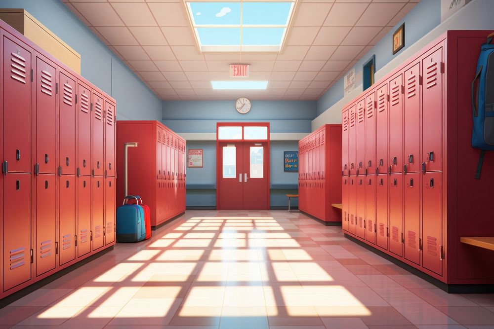 Locker school hall red.