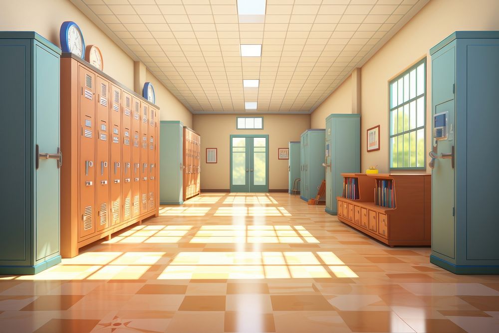 Flooring hallway school architecture. AI generated Image by rawpixel.
