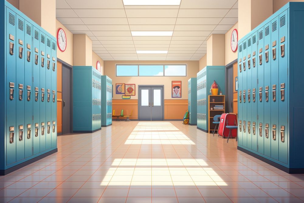 School architecture building locker. AI generated Image by rawpixel.
