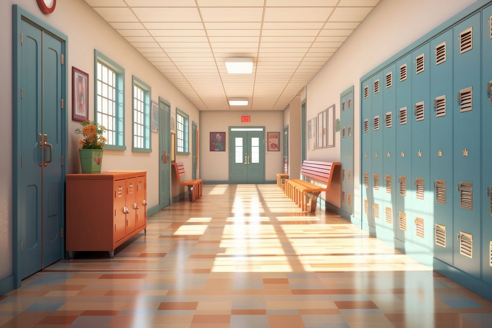 Furniture hallway school floor. AI generated Image by rawpixel.