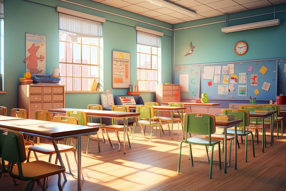 School room architecture furniture.