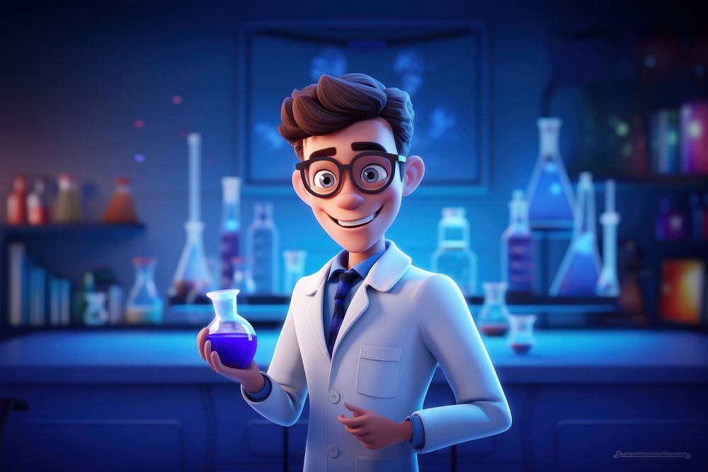 Cartoon chemistry science adult. AI generated Image by rawpixel.