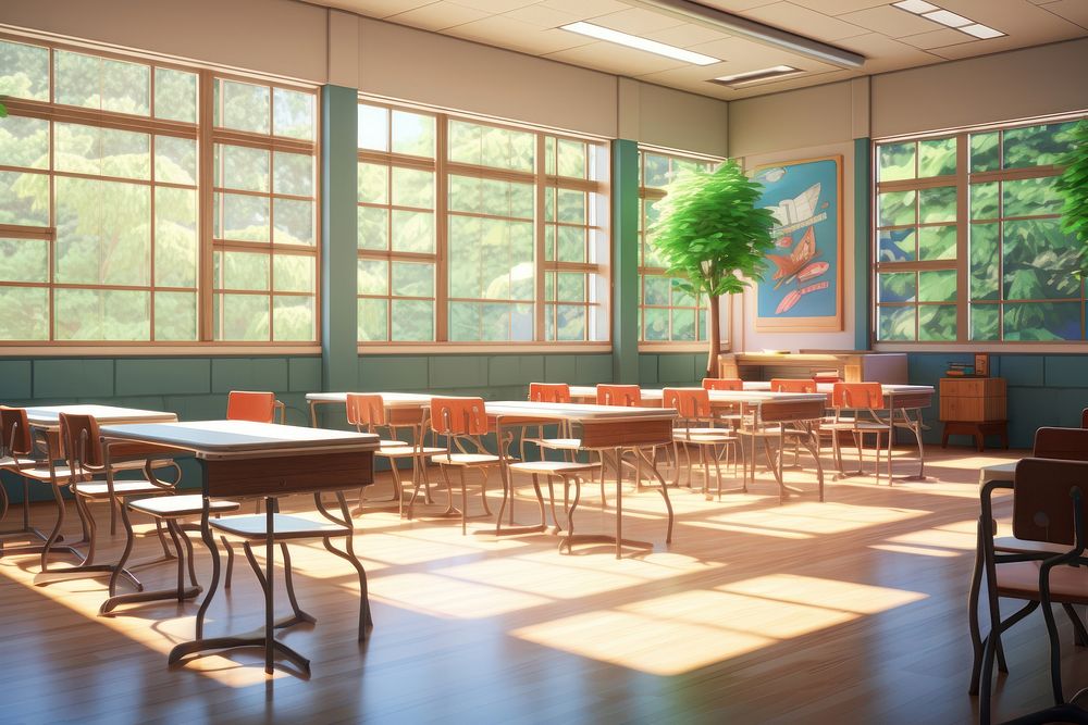 Classroom school architecture cafeteria. AI generated Image by rawpixel.