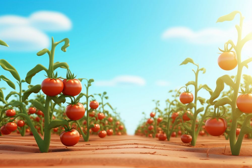 Tomato plant field agriculture. 