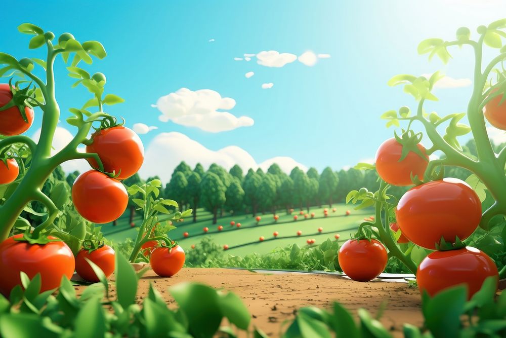 Tomato plant field agriculture. AI generated Image by rawpixel.