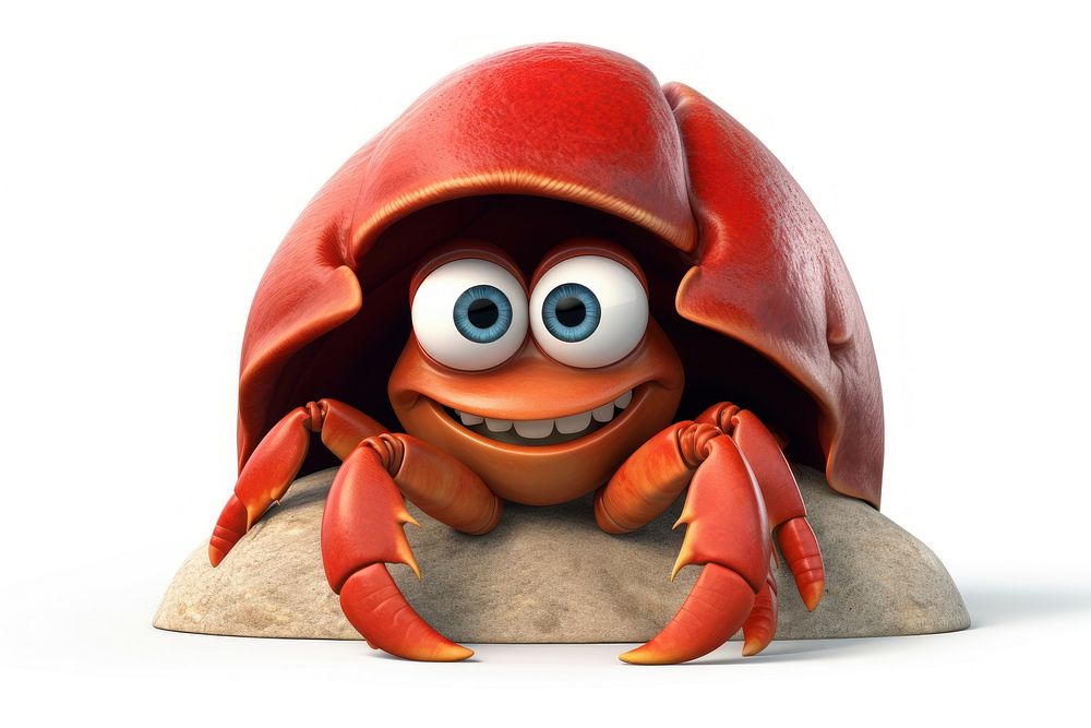 Crab cartoon animal white background. AI generated Image by rawpixel.