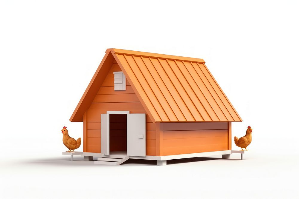 Chicken house white background architecture. AI generated Image by rawpixel.
