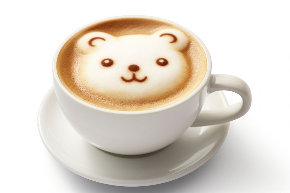 Latte art coffee bear drink cup mug. AI generated Image by rawpixel.