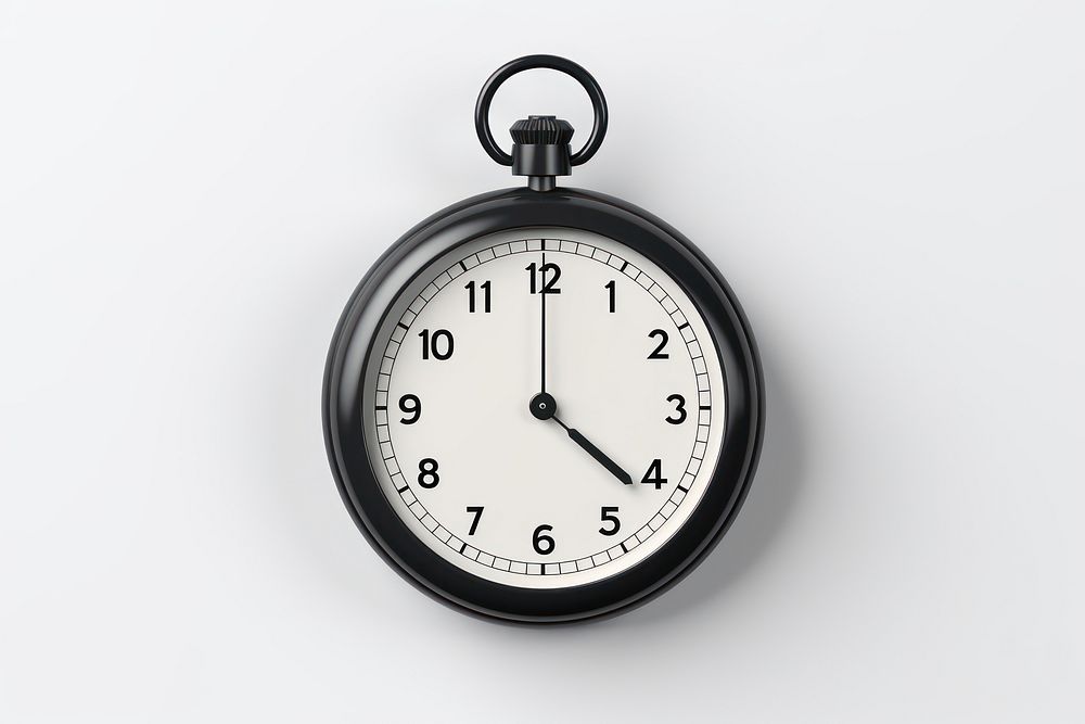 Clock watch white white background. AI generated Image by rawpixel.
