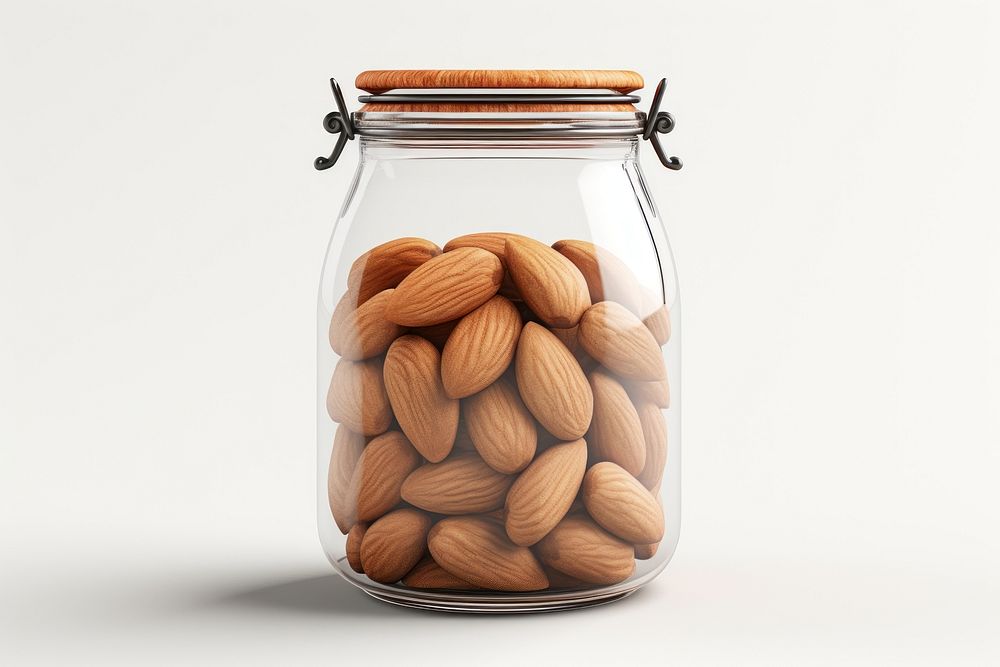 Jar almond glass food. AI generated Image by rawpixel.