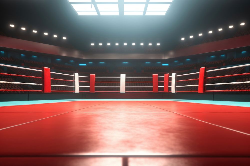 Sports boxing architecture illuminated. AI generated Image by rawpixel.
