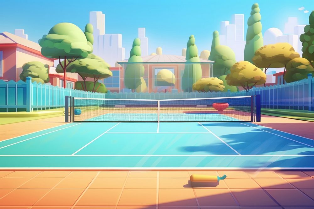 Cartoon sports tennis architecture. AI generated Image by rawpixel.