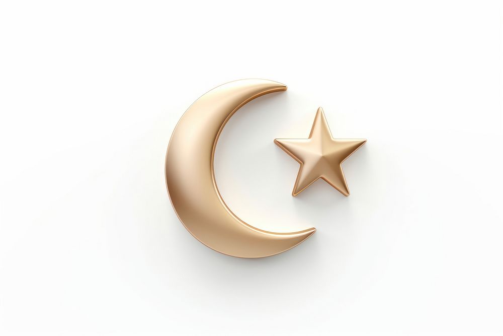 Crescent symbol white background astronomy. AI generated Image by rawpixel.