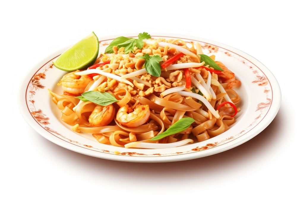 Pad thai noodle pasta plate. AI generated Image by rawpixel.