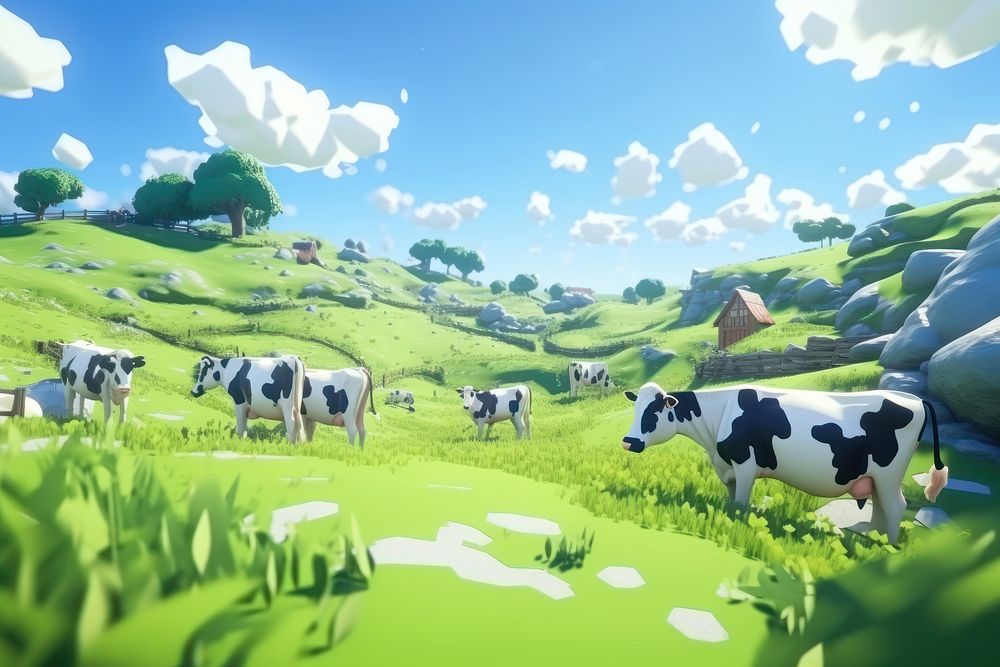 Field cow grassland livestock. AI generated Image by rawpixel.