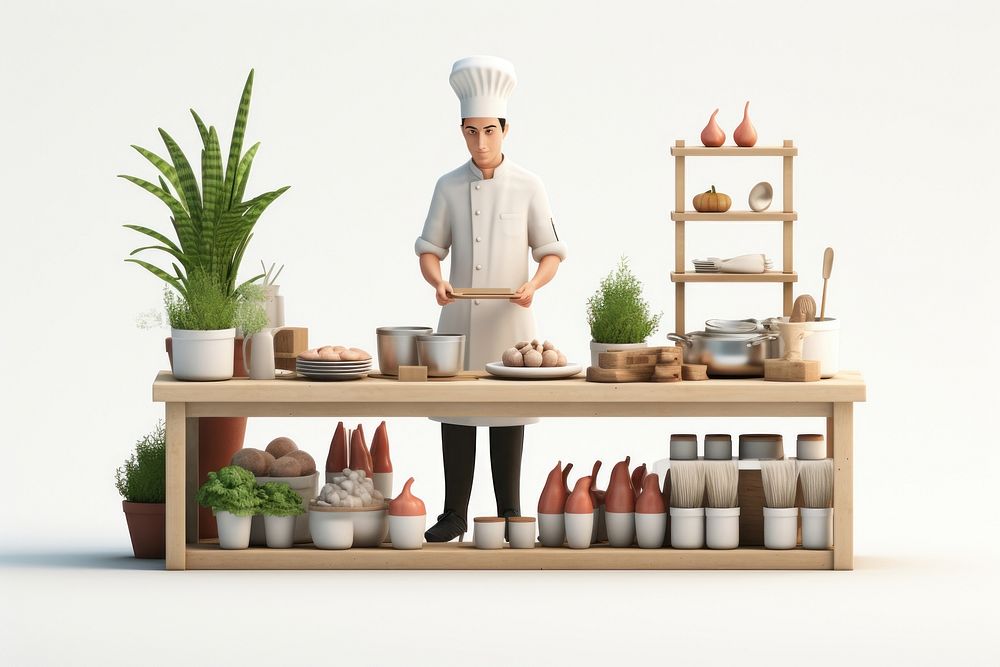Chef kitchen shelf adult. AI generated Image by rawpixel.