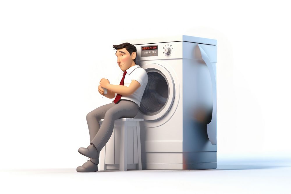 Appliance laundry sitting cartoon. AI generated Image by rawpixel.