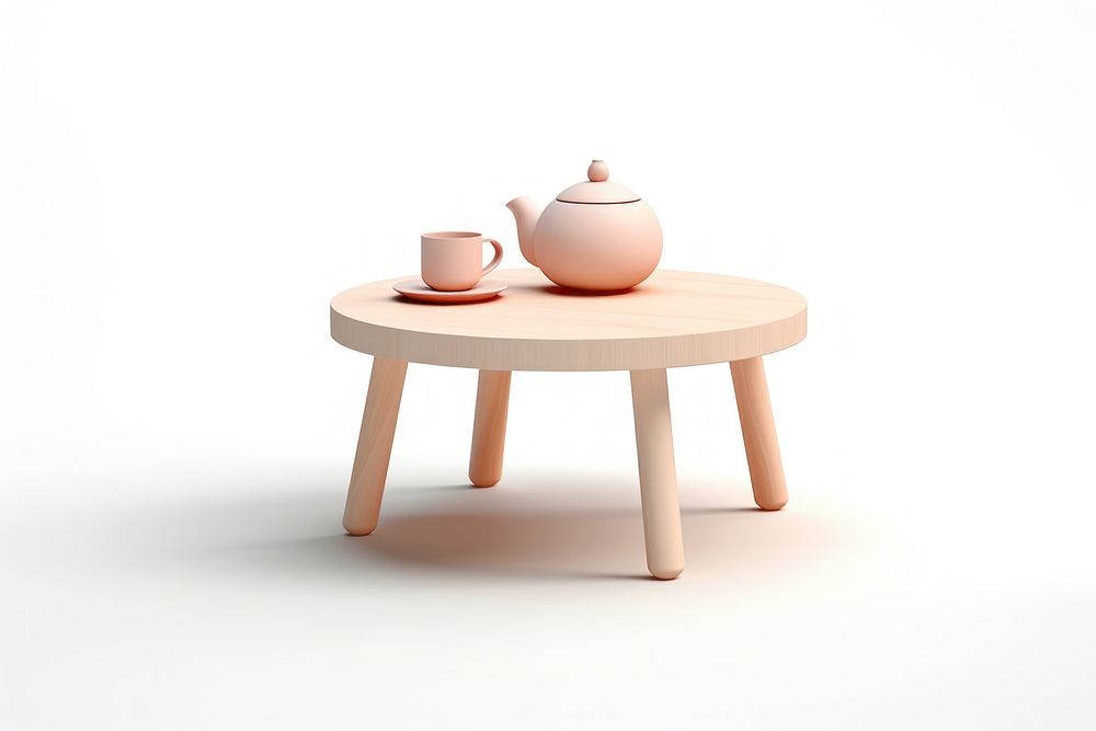 Table furniture pottery teapot. AI generated Image by rawpixel.