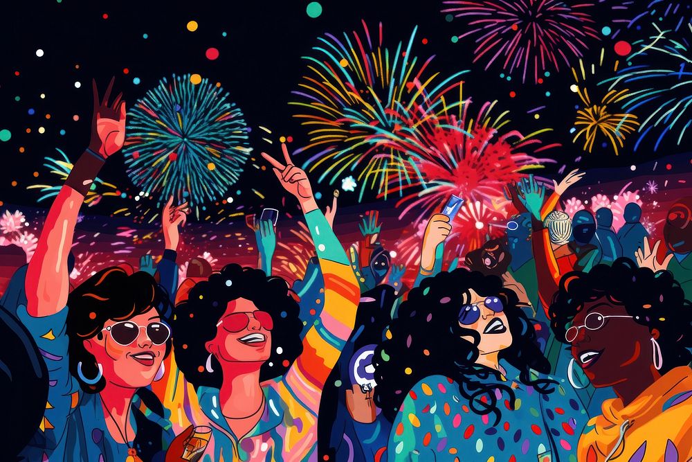 New year fireworks nightclub party. AI generated Image by rawpixel.