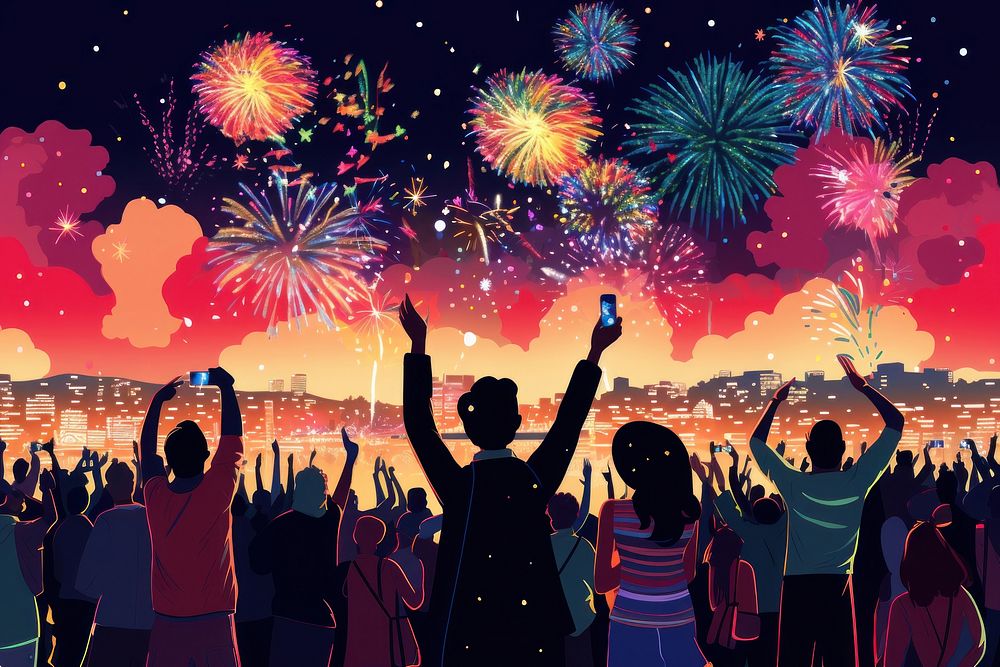 New year fireworks party adult. AI generated Image by rawpixel.