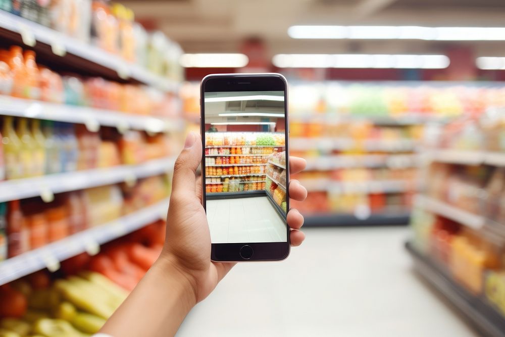 Supermarket screen store phone. AI generated Image by rawpixel.