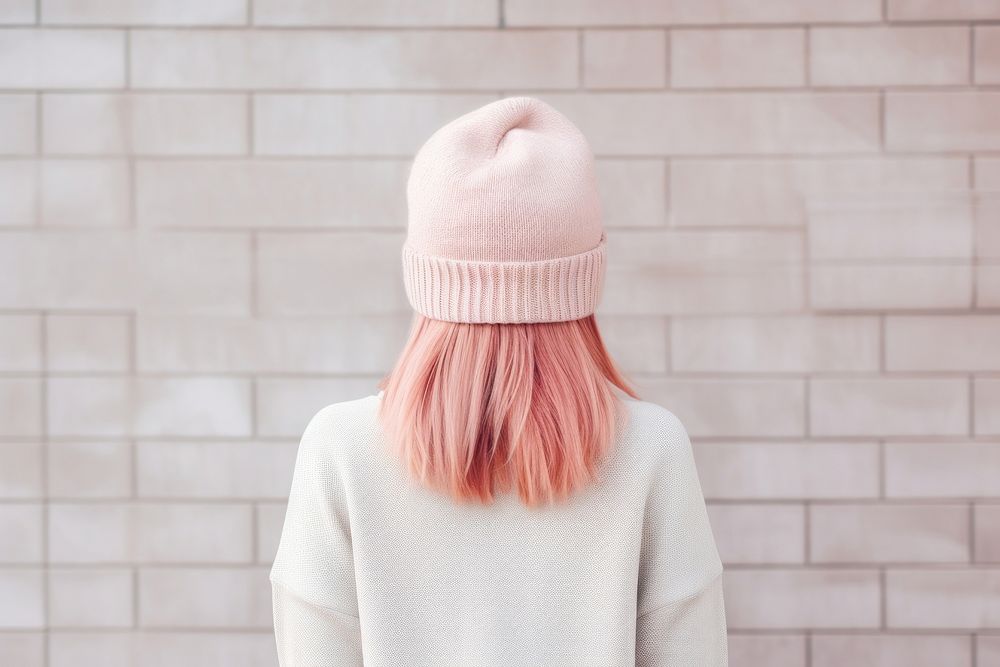 Beanie female adult pink. AI generated Image by rawpixel.