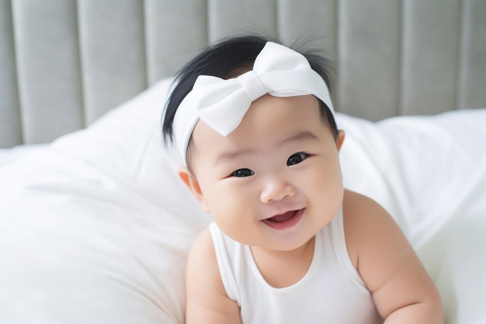 White happy baby head. AI generated Image by rawpixel.