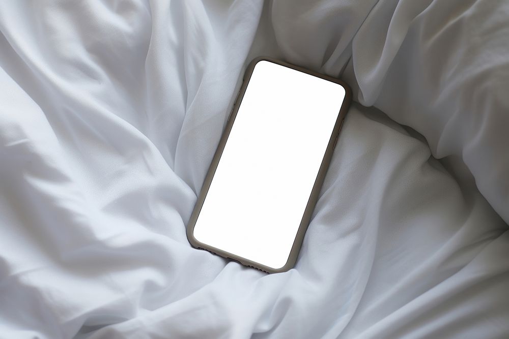 Sheet white phone bed. AI generated Image by rawpixel.
