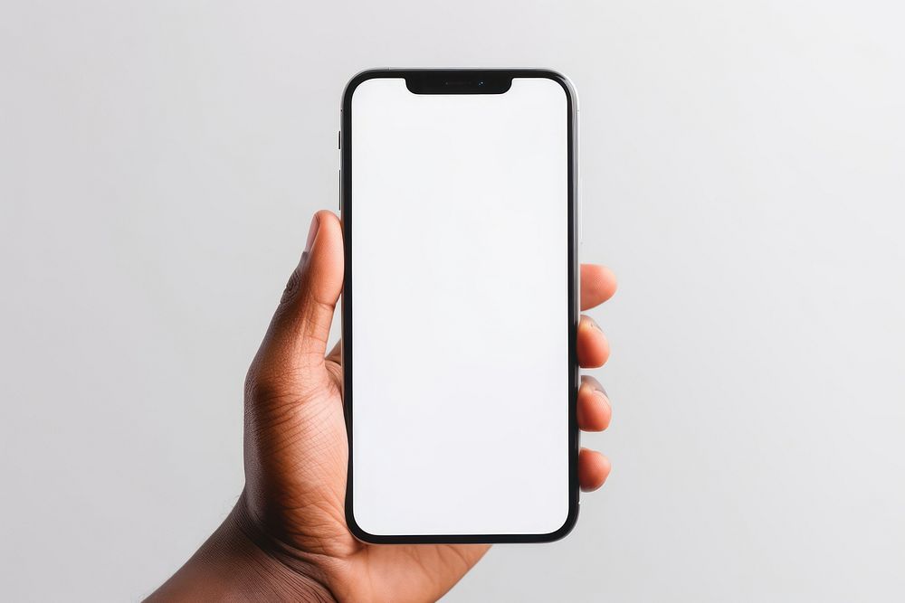 Holding screen phone white background. AI generated Image by rawpixel.
