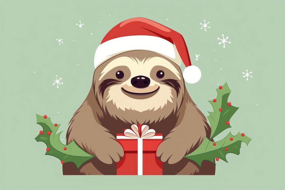 Sloth christmas mammal animal. AI generated Image by rawpixel.