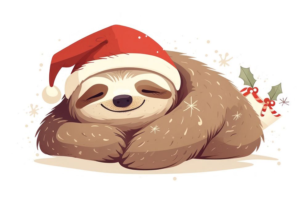 Sloth christmas drawing animal. AI generated Image by rawpixel.