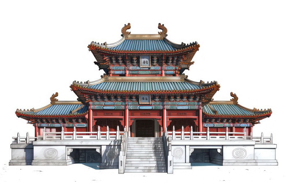 Longshan temple architecture building landmark. AI generated Image by rawpixel.