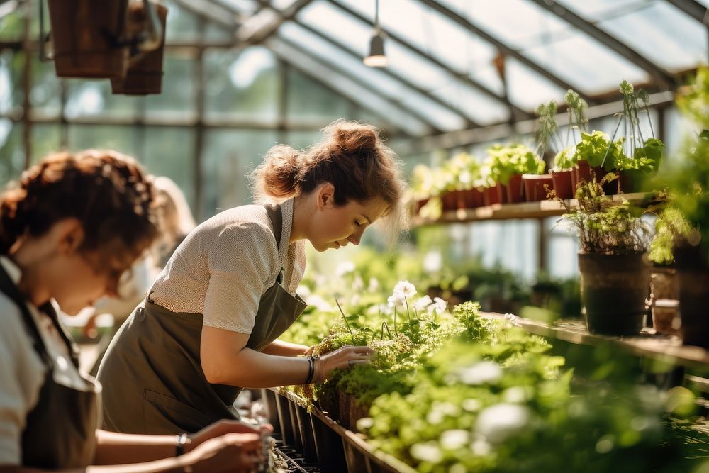 Greenhouse gardening outdoors working. AI generated Image by rawpixel.