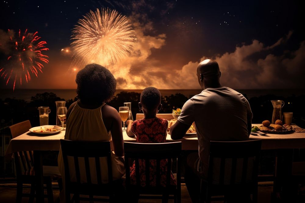 Fireworks table furniture family. AI generated Image by rawpixel.
