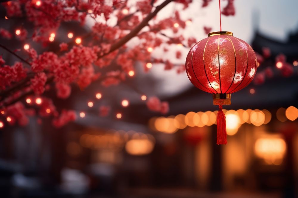 Lantern red chinese new year architecture. 